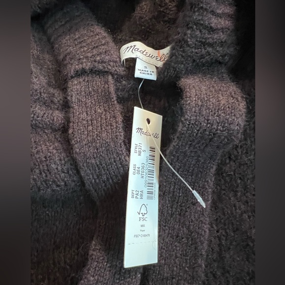 NWT Madewell Wilmington Hoodie Sweater in Heather Raisin - Picture 5 of 8